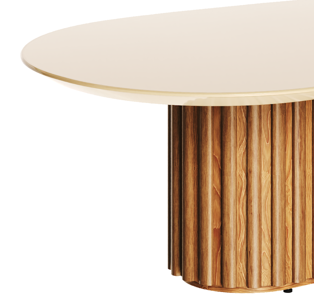 Mesa de Centro Orgânica Imcal 90x33 Pé Ripado Off White