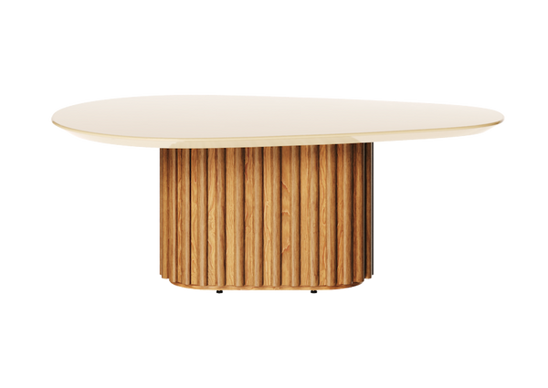 Mesa de Centro Orgânica Imcal 90x33 Pé Ripado Off White