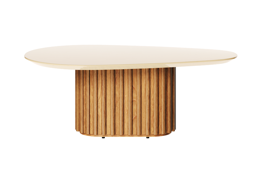 Mesa de Centro Orgânica Imcal 90x33 Pé Ripado Off White