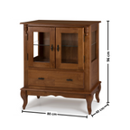 Cristaleira Baixa Rústica Linz 80x96cm 60312 2 Portas 1 Gaveta 100% Madeira Maciça Imbuia
