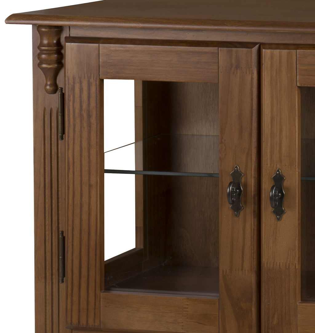 Cristaleira Baixa Rústica Linz 80x96cm 60312 2 Portas 1 Gaveta 100% Madeira Maciça Imbuia
