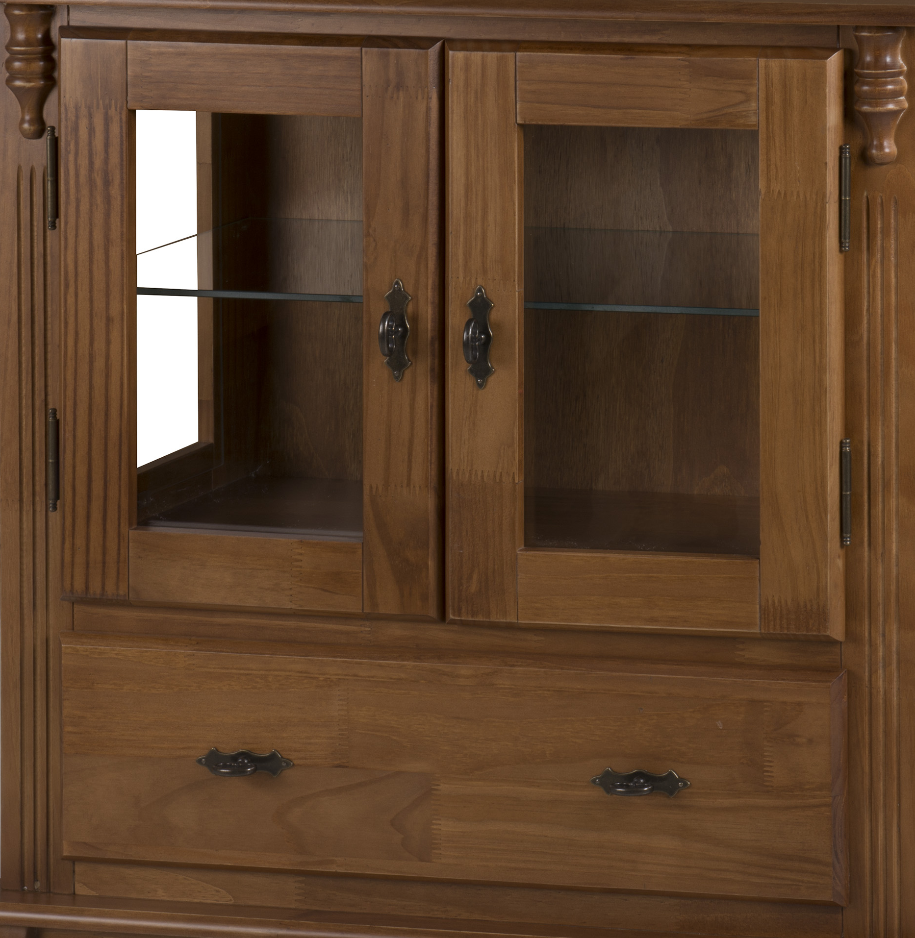Cristaleira Baixa Rústica Linz 80x96cm 60312 2 Portas 1 Gaveta 100% Madeira Maciça Imbuia