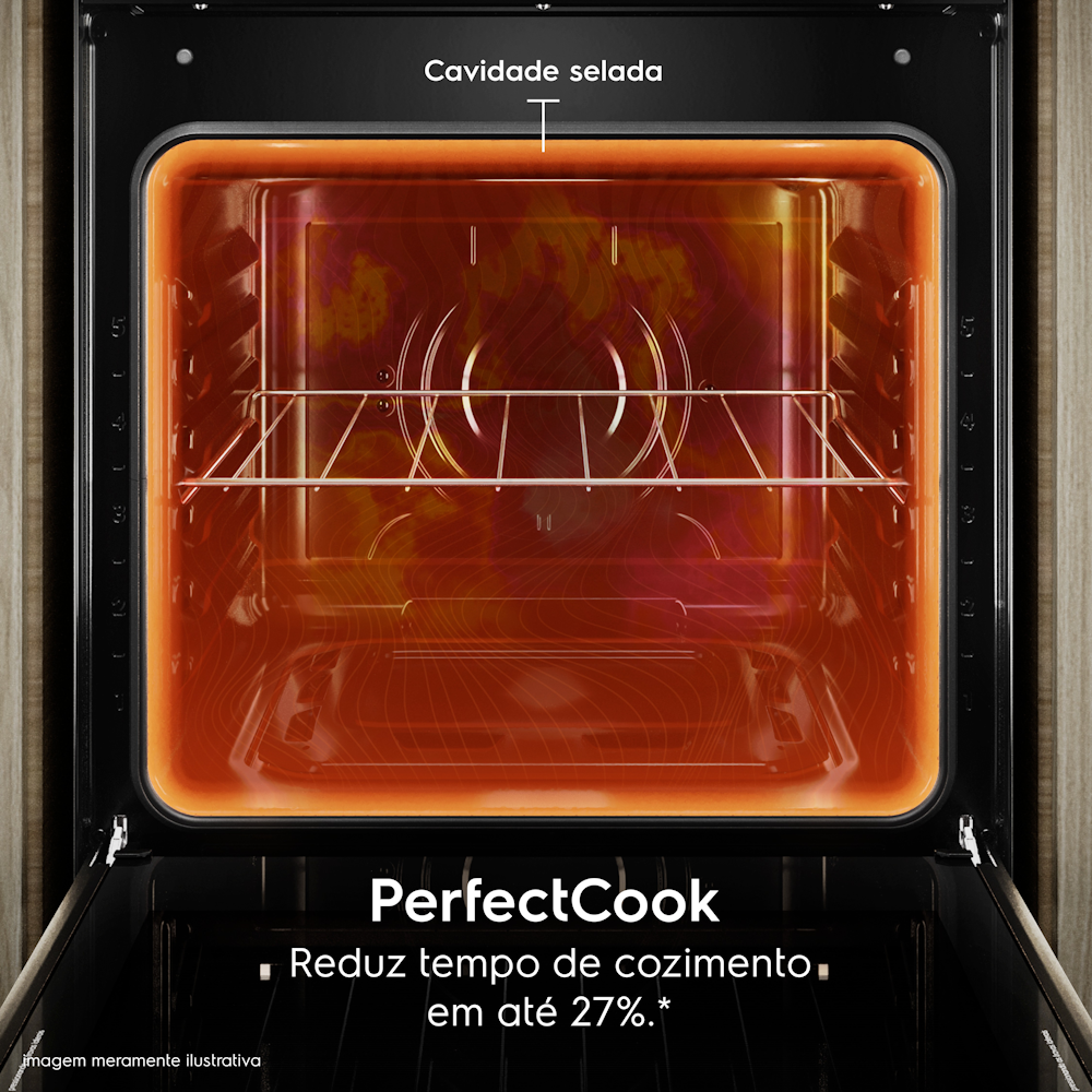 Forno de Embutir Elétrico Electrolux 80L OE8EL Efficient com PerfectCook Preto 220V