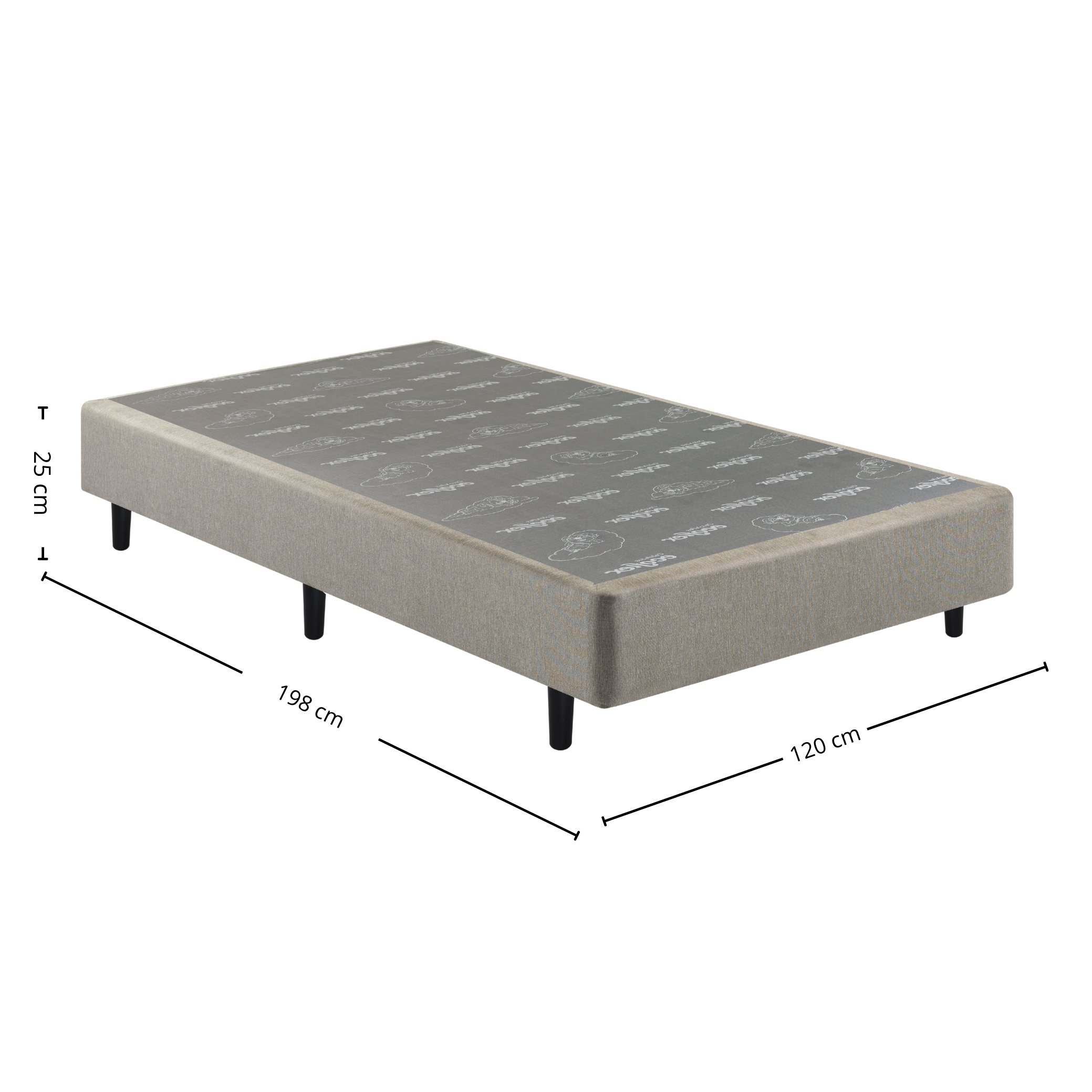 Base Para Colchão Viúva Agile Ecoflex 120x198x25cm Cinza Chumbo