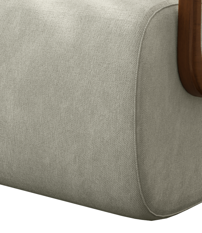 Poltrona Kiev 72cm Konfort Braços em Madeira Linho Cappuccino
