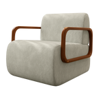 Poltrona Kiev 72cm Konfort Braços em Madeira Linho Cappuccino