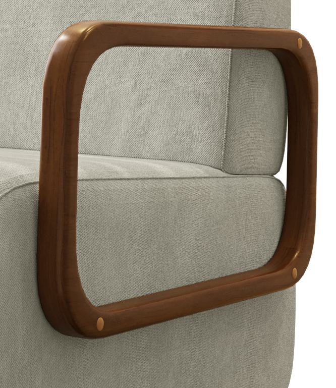 Poltrona Kiev 72cm Konfort Braços em Madeira Linho Cappuccino