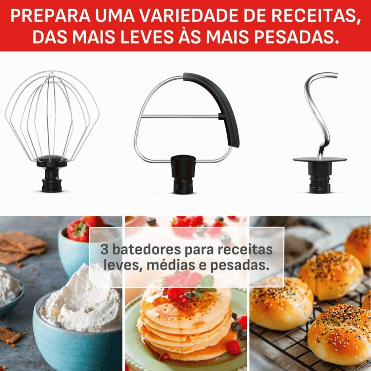 Batedeira Planetária Arno Bake Easy KM10 12 Velocidades 500W Preto 220V