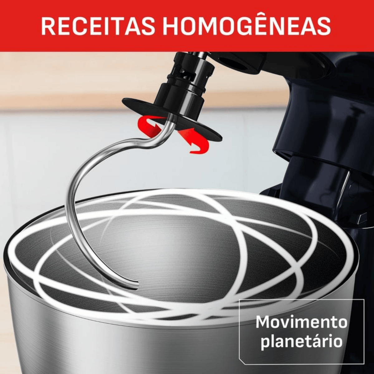 Batedeira Planetária Arno Bake Easy KM10 12 Velocidades 500W Preto 220V