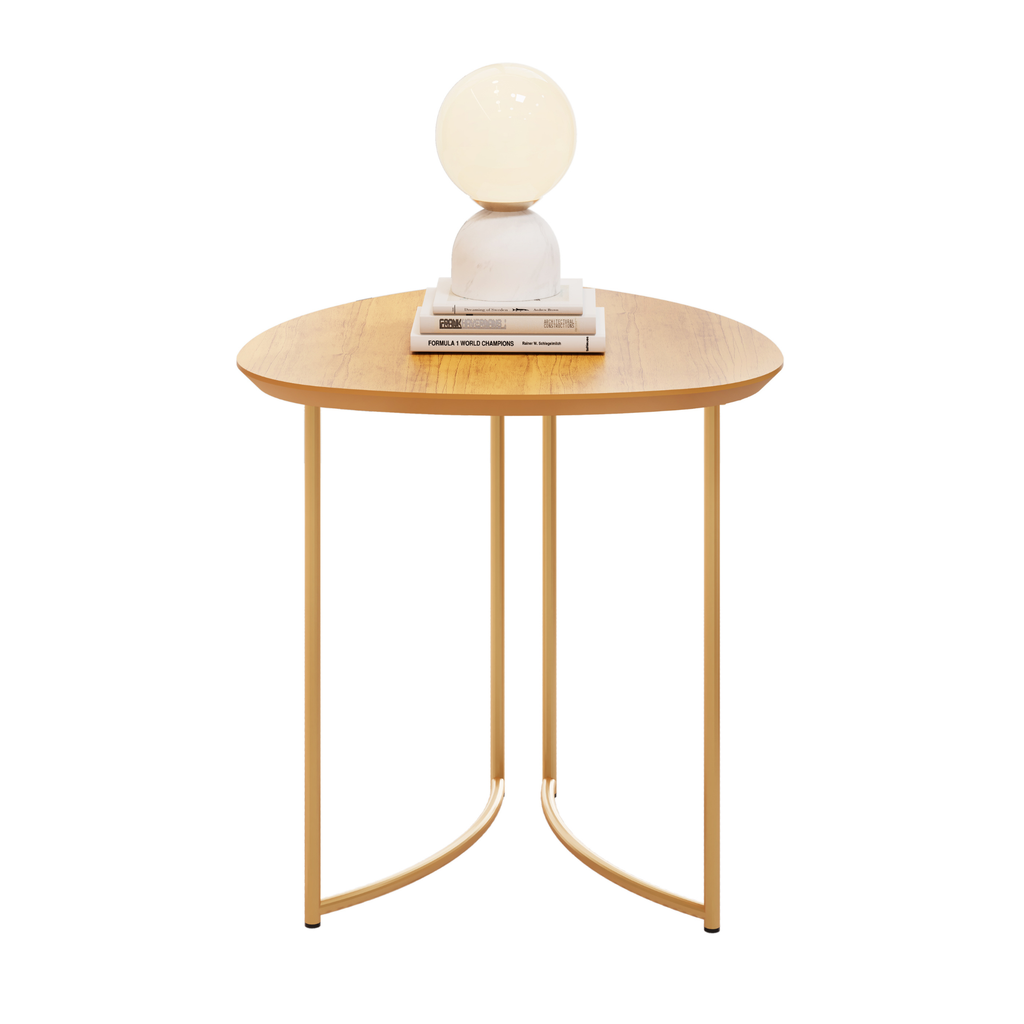 Mesa Lateral Pétala DJ Móveis Orgânica Pé Dourado Cedro