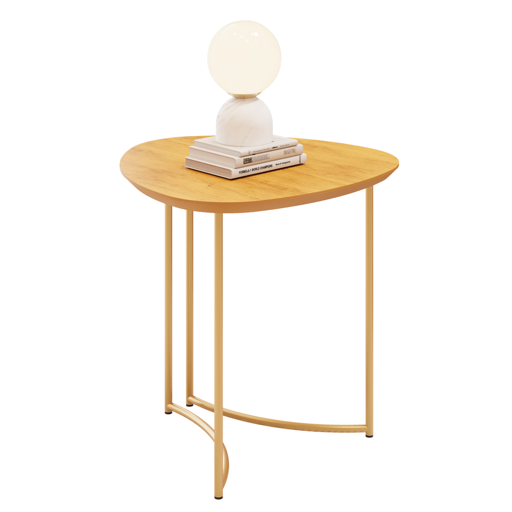 Mesa Lateral Pétala DJ Móveis Orgânica Pé Dourado Cedro