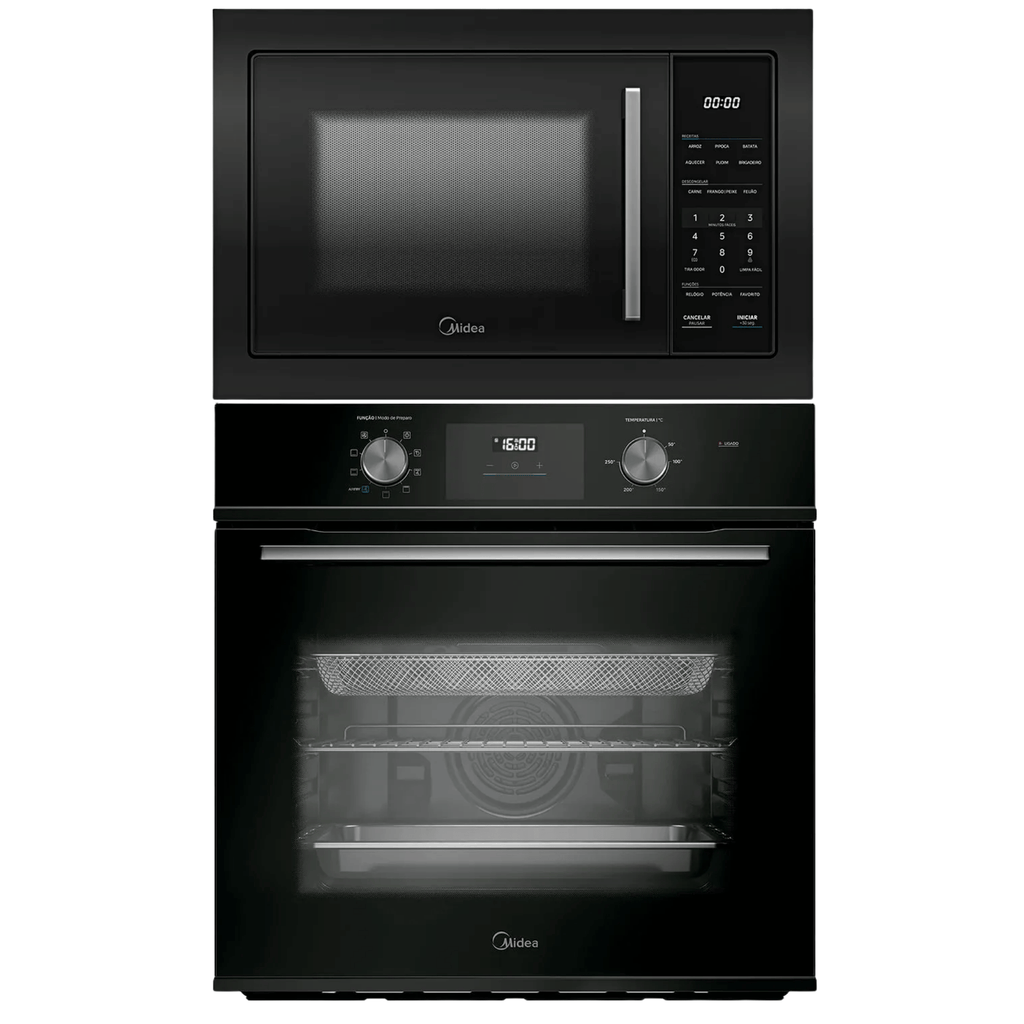 Kit Midea de Embutir Forno Elétrico 80L TSD80P2 + Micro-ondas 35L MGB35M2 Preto 220V