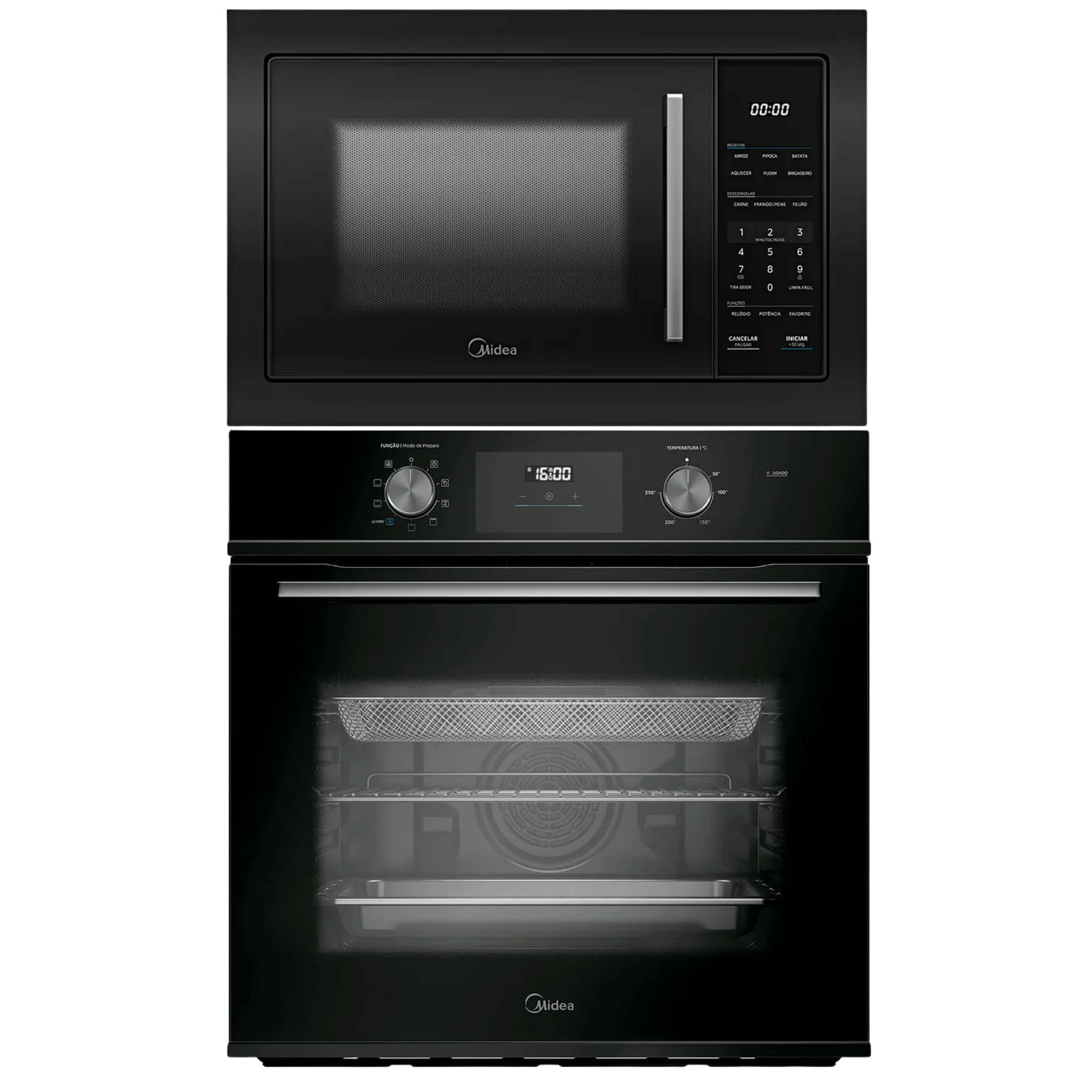 Kit Midea de Embutir Forno Elétrico 80L TSD80P2 + Micro-ondas 35L MGB35M2 Preto 220V