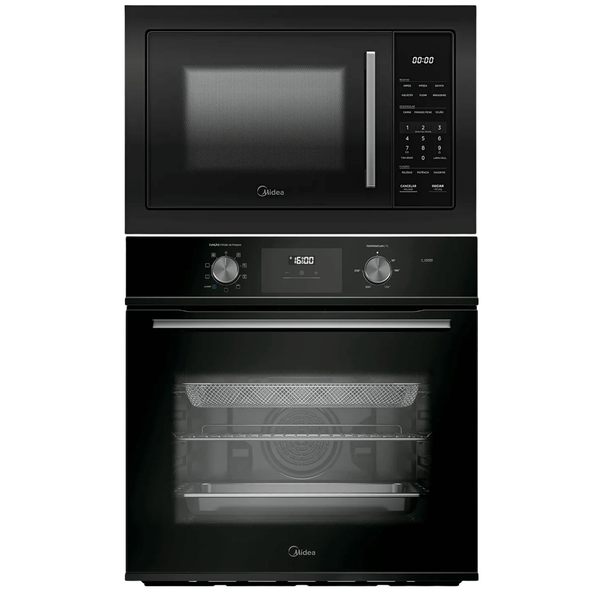 Kit Midea de Embutir Forno Elétrico 80L TSD80P2 + Micro-ondas 35L MGB35M2 Preto 220V