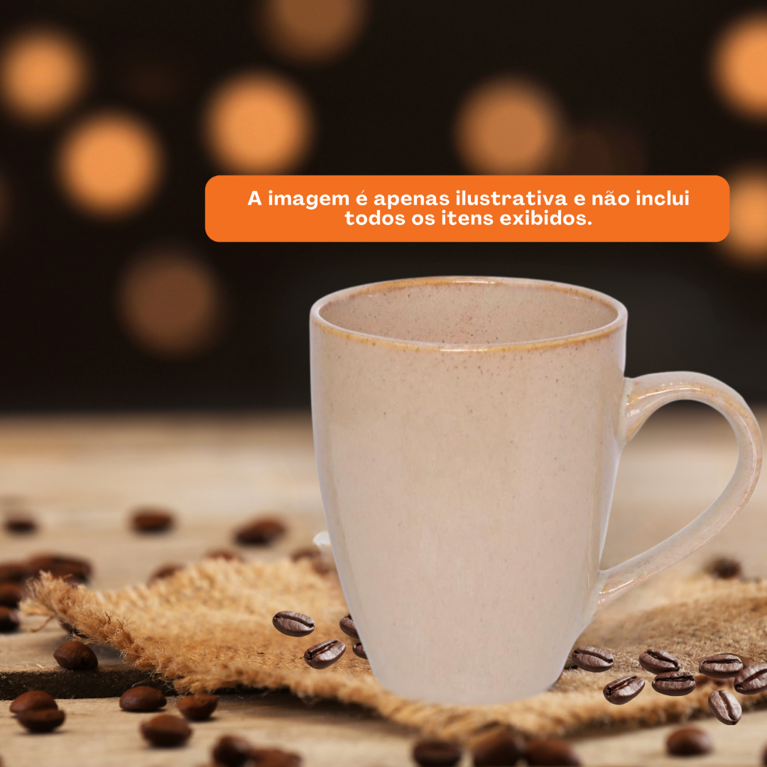 Caneca de Cerâmica Etilux Maece 280ml Bege