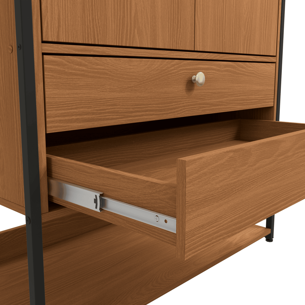 Armário Industrial Closet LI048 Kappesberg 89cm 2 Portas 2 Gavetas Canela e Preto Fosco