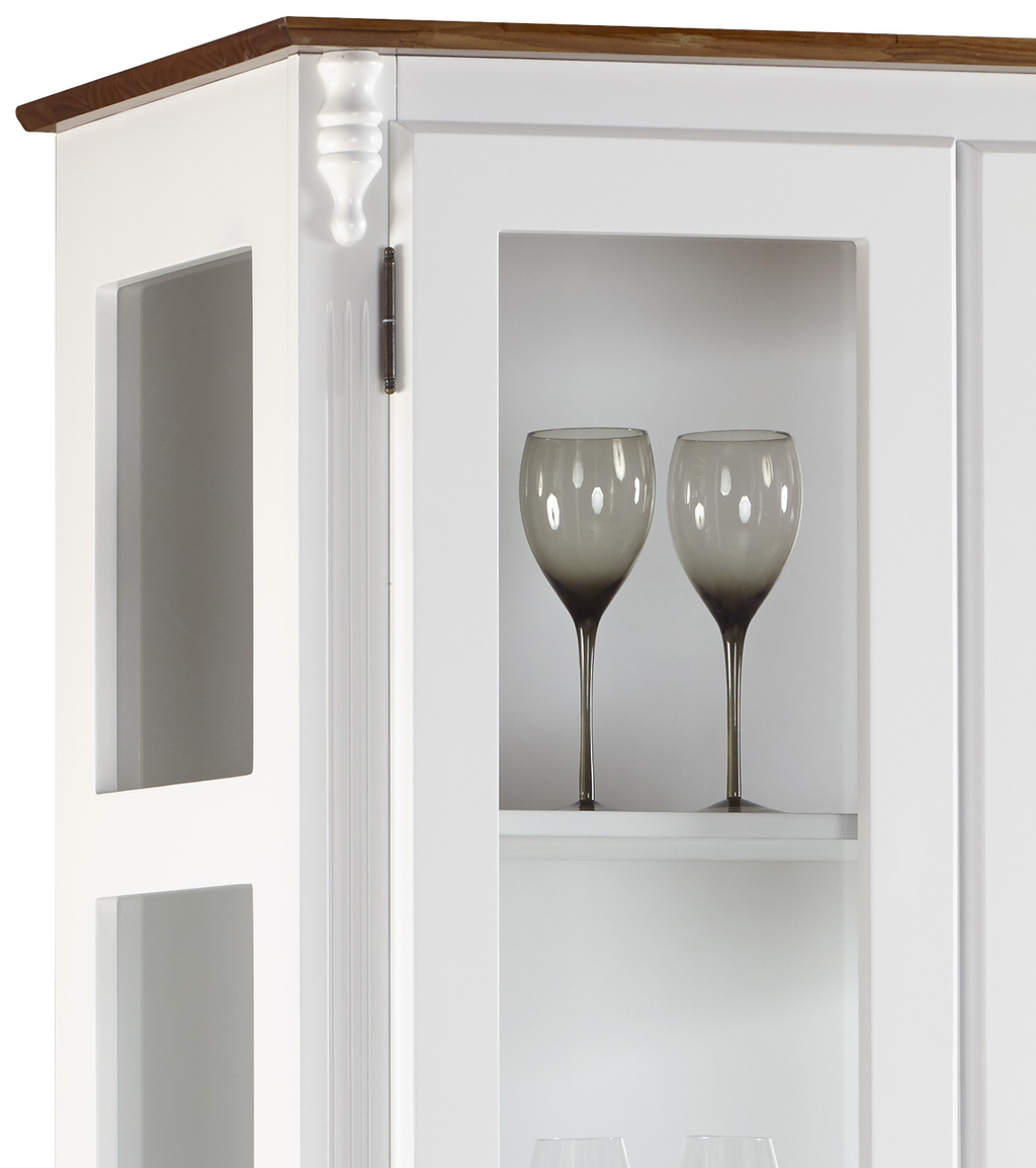 Cristaleira Rústica Linz 90cm 2 Portas e 1 Gaveta Branco e Imbuia