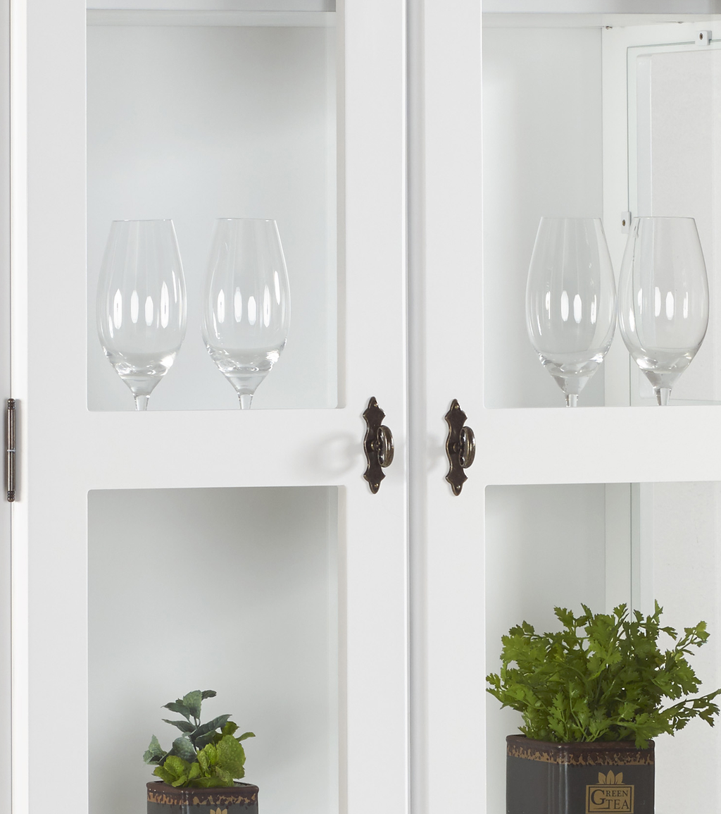 Cristaleira Rústica Linz 90cm 2 Portas e 1 Gaveta Branco e Imbuia