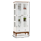 Cristaleira Rústica Linz 90cm 2 Portas e 1 Gaveta Branco e Imbuia