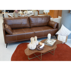 Sofá Living Steel 210cm Temda 2 assentos Couro Legítimo Caramelo