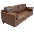 Sofá Living Steel 210cm Temda 2 assentos Couro Legítimo Caramelo