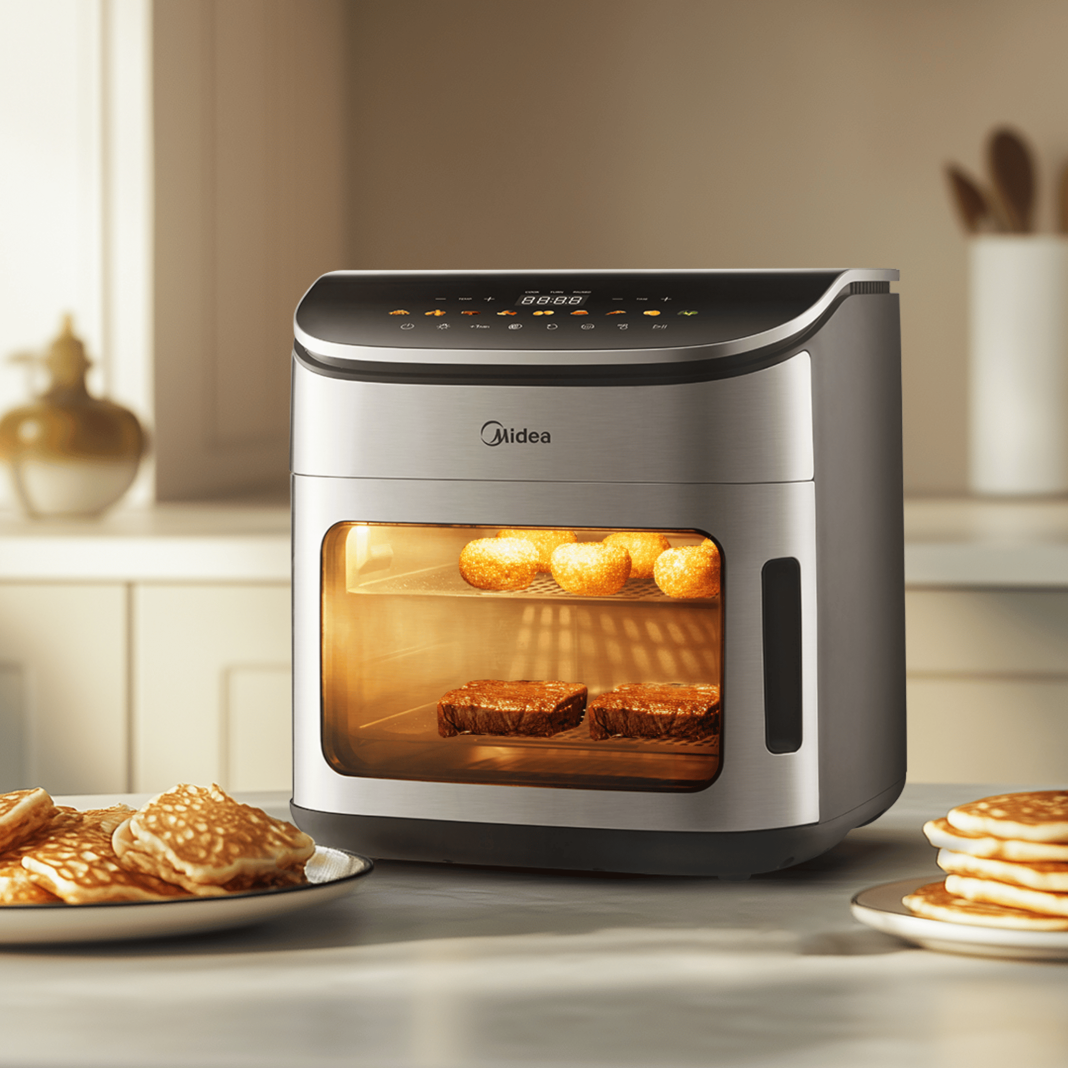 Fritadeira Elétrica Sem Óleo AirFryer 12L Midea Oven Digital Inox 220V
