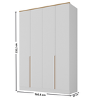 Roupeiro Logan 100% MDF Mambel 160cm 4 Portas Branco e Olmo