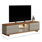 Rack Córdoba Linea 218cm 2 Portas com Led Canela e Gris Fosco