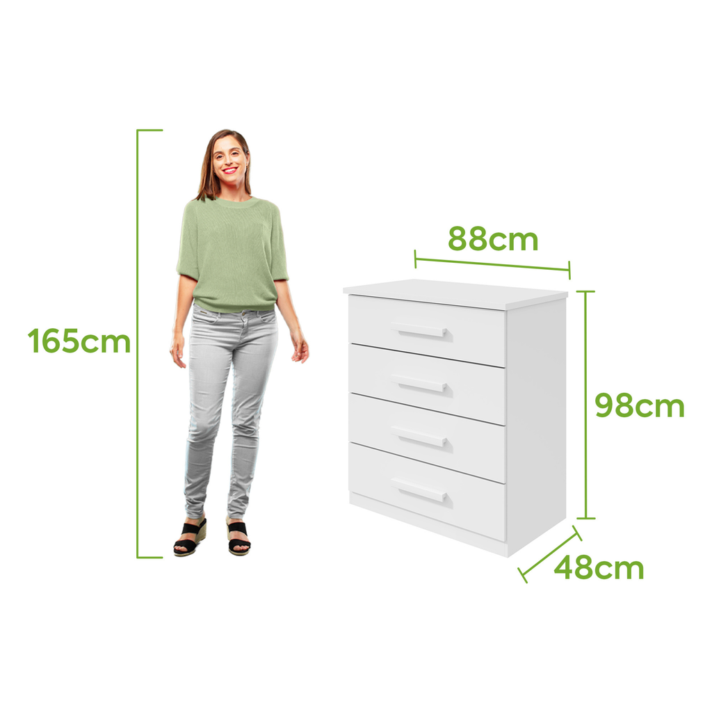 Cômoda Baião Lopas 4 Gavetas Branco