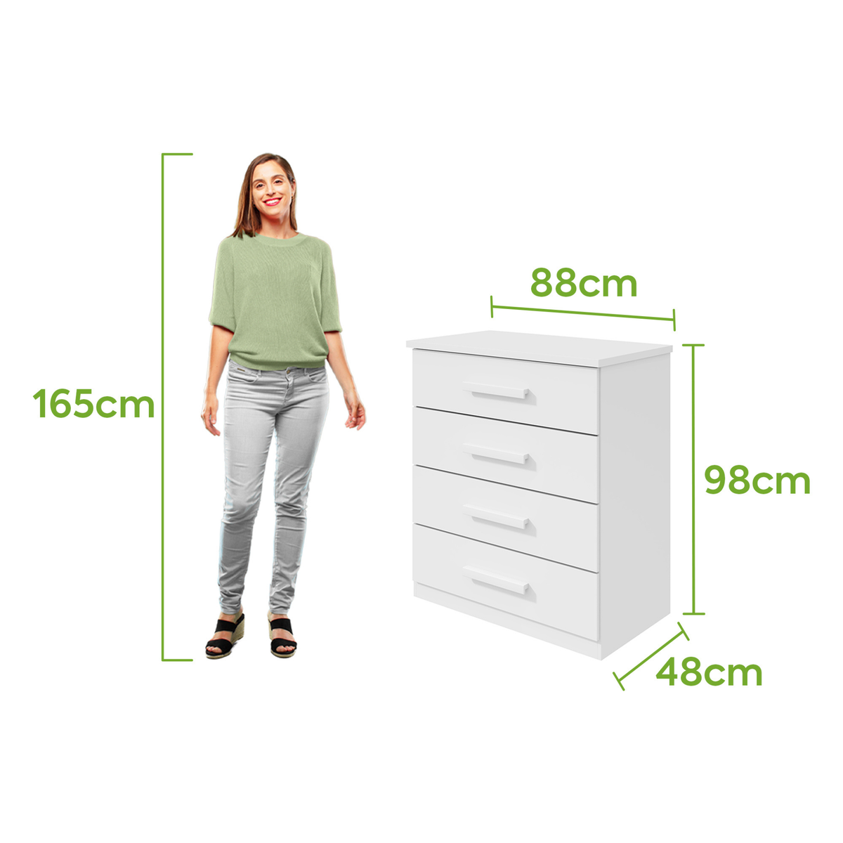 Cômoda Baião Lopas 4 Gavetas Branco