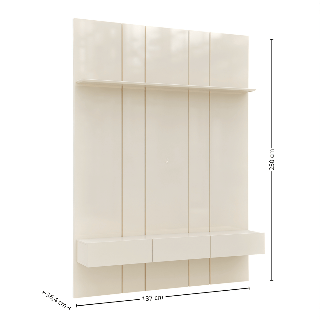 Home Painel Liso Slim Suspenso Imcal 137cm com Led Off White