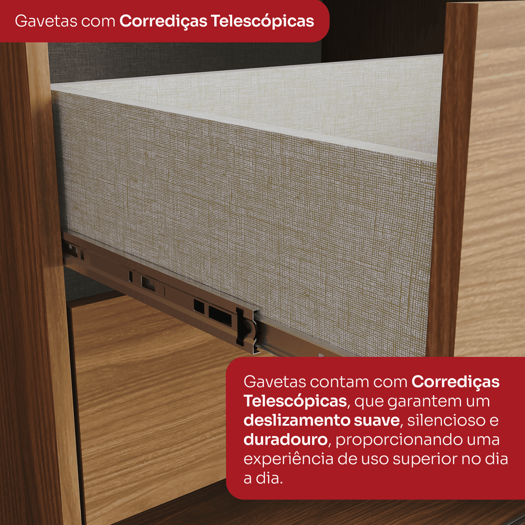 Roupeiro Cayman Henn 250cm 100% MDF 2 Portas Cinamomo e Off White