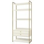 Armário Industrial Closet LI049 Kappesberg 89cm 5 Prateleiras 2 Gavetas Off White e Dourado