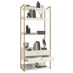 Armário Industrial Closet LI049 Kappesberg 89cm 5 Prateleiras 2 Gavetas Off White e Dourado