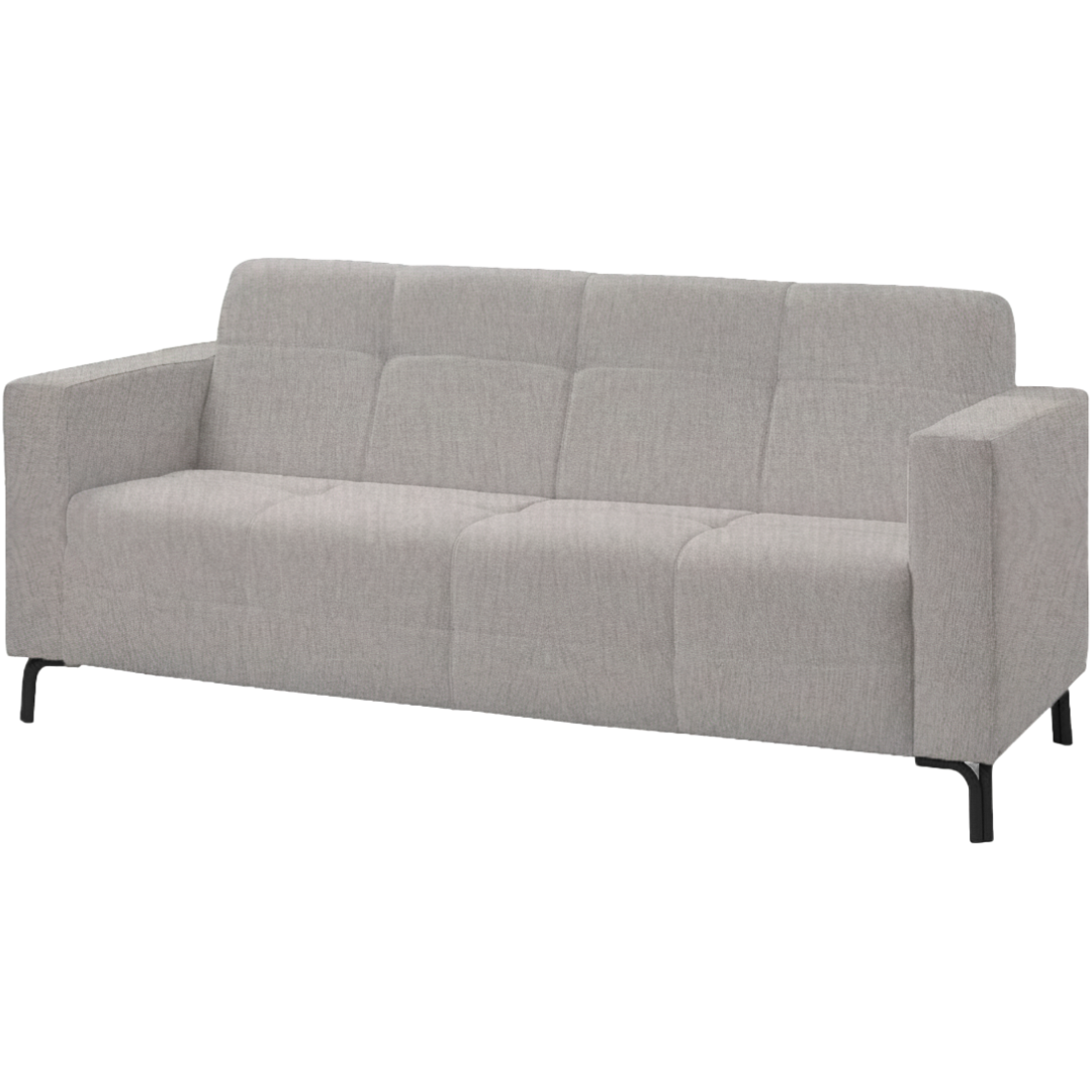 Sofá Living Hamilton 200cm Konfort Pés Metal Preto Linho Cinza