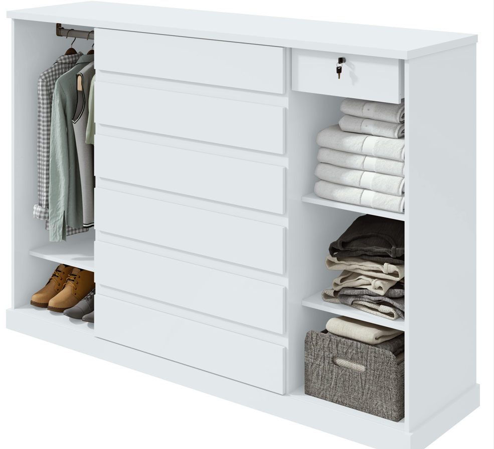 Cômoda Vedra 173cm Lopas 7 Gavetas 2 Portas Branco