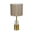Abajur Florarte de Metal com Cristal  Dourado Bege Bivolt