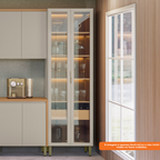 Cristaleira Allure Linea 70cm 2 Portas Adega com LED Jequitibá e Gris
