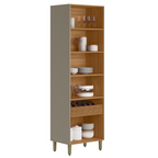 Cristaleira Allure Linea 70cm 2 Portas Adega com LED Jequitibá e Gris