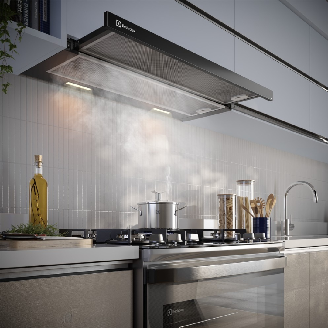 Depurador de Ar de Embutir Electrolux Efficient 90cm DE9RB Retrátil com LED Black 220V