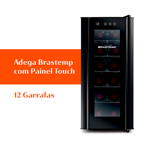 Adega Brastemp 12 Garrafas BZC12BE com Painel Eletrônico Touch  Preto 220V