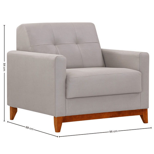 Poltrona 96cm Herval MH4219 Base Madeira Cinza Claro