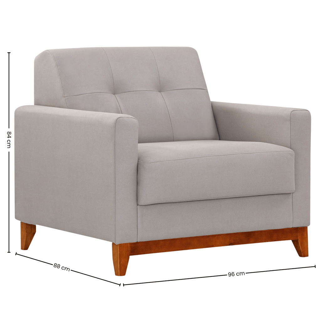 Poltrona 96cm Herval MH4219 Base Madeira Cinza Claro