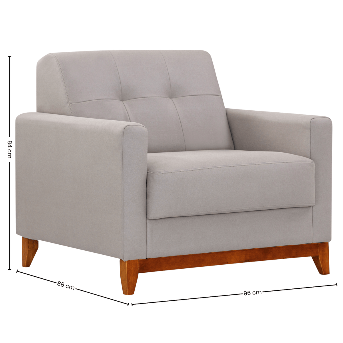 Poltrona 96cm Herval MH4219 Base Madeira Cinza Claro
