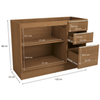 Armário Balcão de Cozinha Vibra Kappesberg 2 Portas 3 Gavetas 120cm Canela
