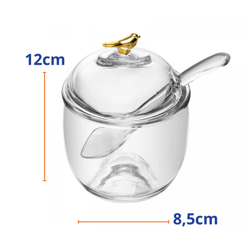 Açucareiro com Colher  Rojemac Golden Bird  Cristal Ecológico 150ml