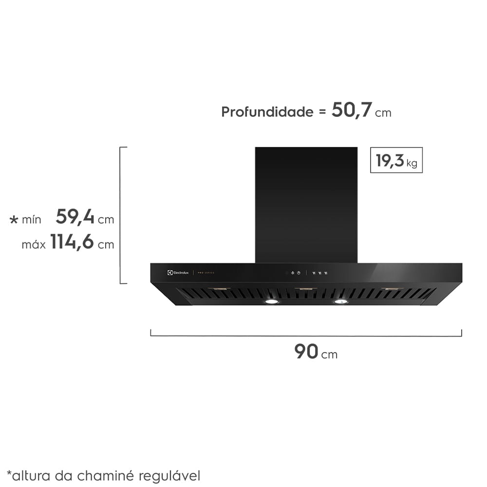 Coifa de Parede Pro Series Electrolux 90CTV 90cm Filtro Baffle 220V