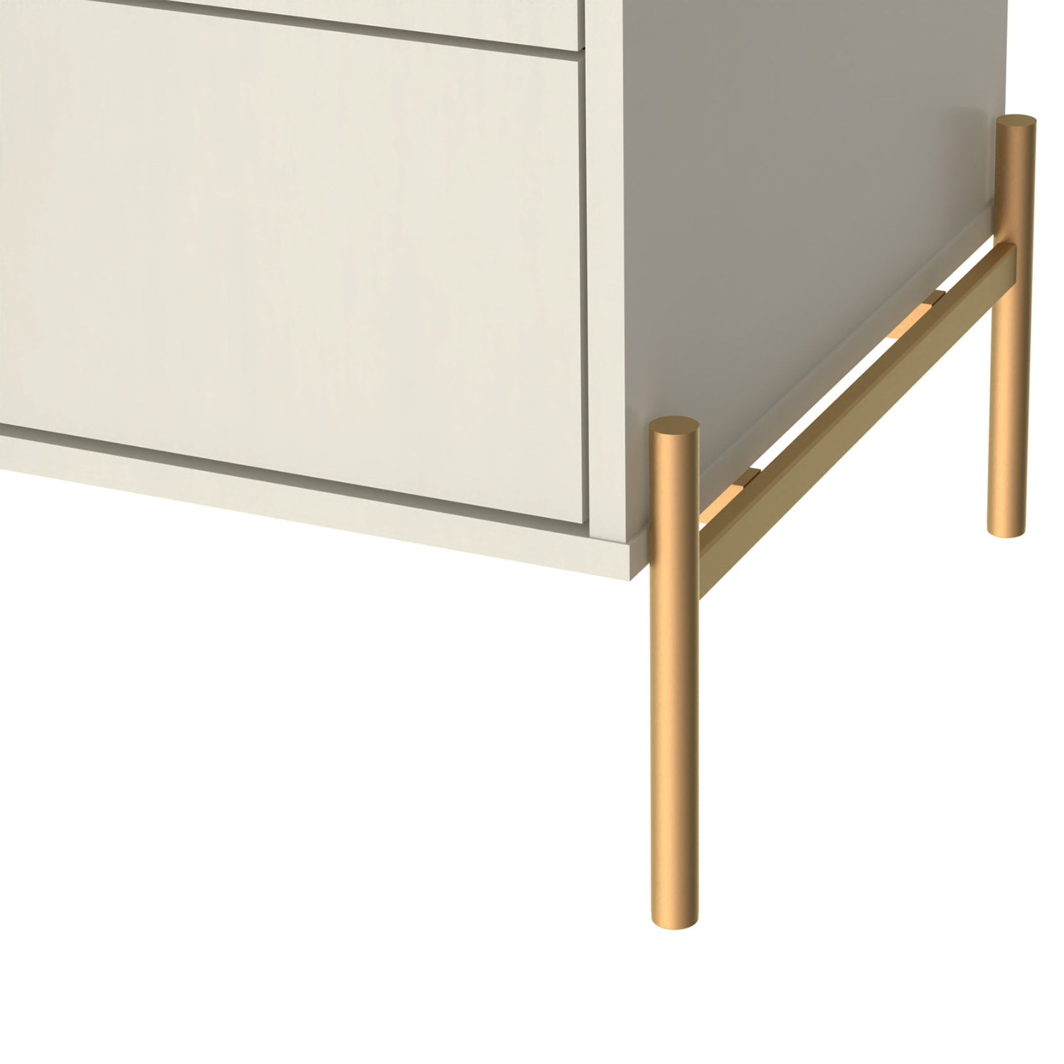 Mesa de Cabeceira Jasper Província 2 Gavetas Off White com Dourado