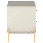 Mesa de Cabeceira Jasper Província 2 Gavetas Off White com Dourado