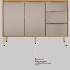 Armário Balcão de Cozinha Plena Demóbile 100% MDF 120cm 2 Portas 3 Gavetas Cinamomo e Nude